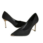 Damen schicke Stiletto-Pumps aus samtigem Obermaterial mit metallischen Akzenten R&B