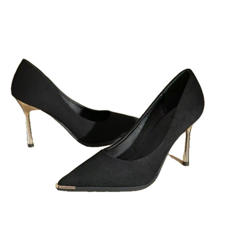Damen schicke Stiletto-Pumps aus samtigem Obermaterial mit metallischen Akzenten R&B