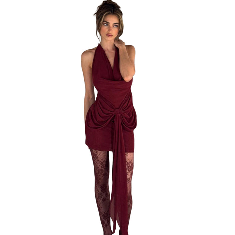 Damen Kurzkleid mit eleganter Wickel-Optik und verspielten Drapierungsdetails R&B