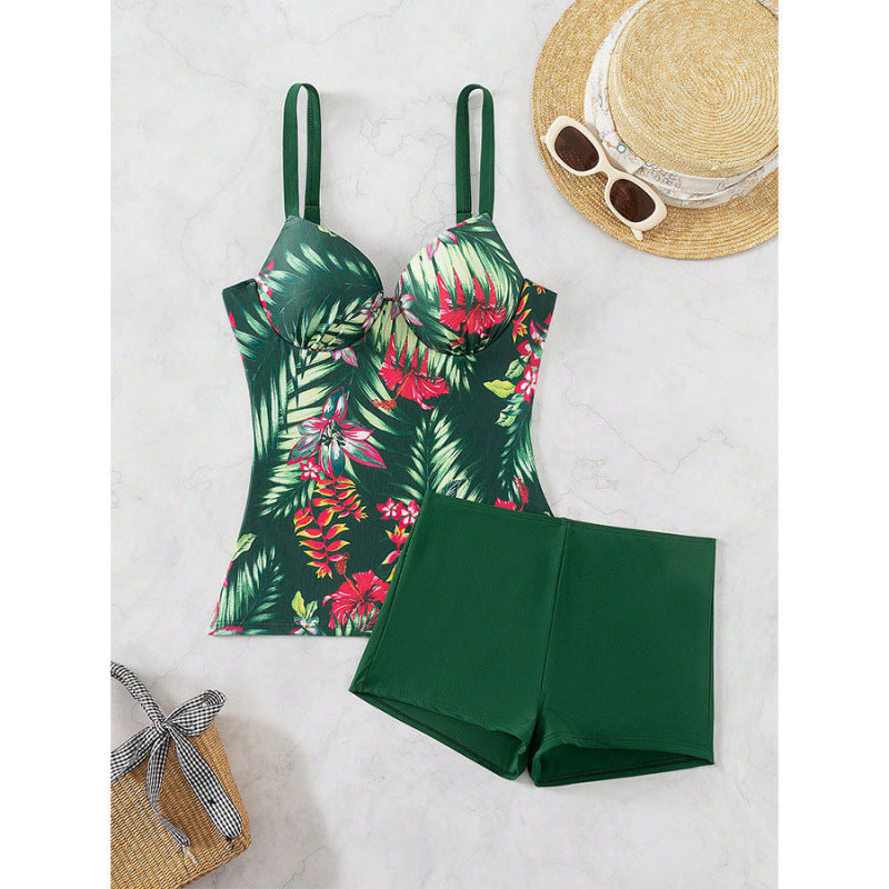 Damen Badeanzug Set mit figurschmeichelndem Design und floralem Oberteil R&B