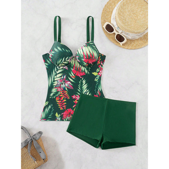 Damen Badeanzug Set mit figurschmeichelndem Design und floralem Oberteil R&B