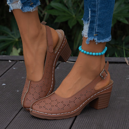 Damen Slingback-Pumps mit elegantem Cut-Out-Design und komfortablem Blockabsatz R&B