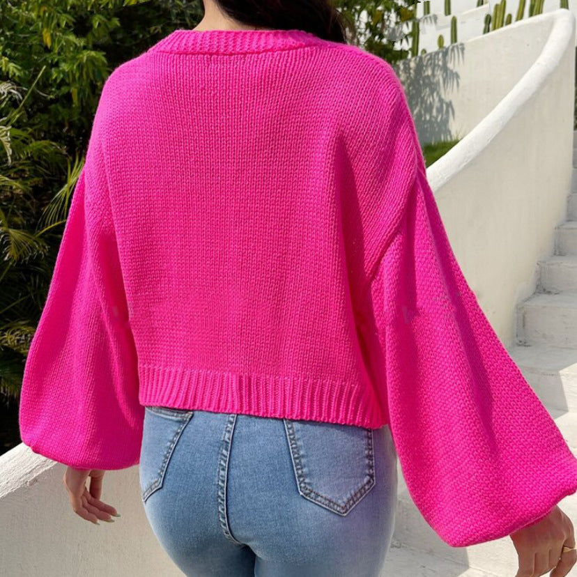 Damen Kurzstrickcardigan mit verspieltem Blumenmuster R&B
