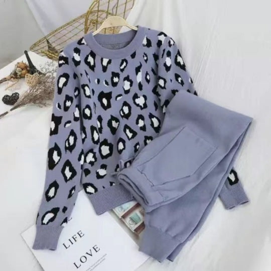 Damen stylisches Freizeitstrickset mit hohem Kragen R&B