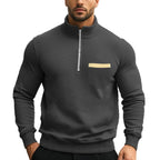 Herren nan angerauter Sweat-Halbzip mit kontrastiertem Innenkragen und elastischem Saum R&B