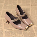 Damen elegante Blockabsatz Schuhe mit Kettenapplikation R&B