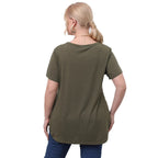 Damen lässiges T-Shirt mit seitlichen Eingrifftaschen R&B