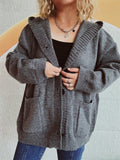 Damen bequeme Strickjacke mit Kapuze und praktischen Taschen R&B
