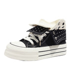 Damen Sneakers mit ausdrucksvoller Klappfunktion und modischem Punktemuster