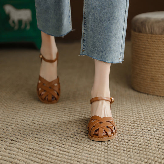 Damen Riemchen-Sandalen mit elegantem Flechtdesign und komfortablem Fußbett R&B