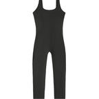 Damen Rippstrick Jumpsuit mit breiten Trägern und figurbetonter Passform R&B