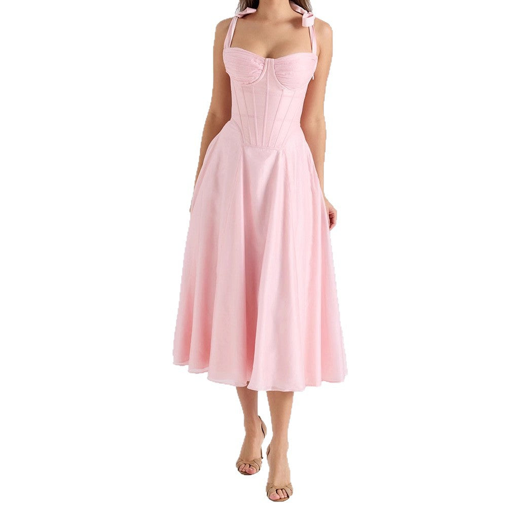 Damen Elegantes Midikleid mit schulterfreien Trägern R&B