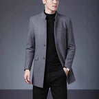 Herren moderner Wollmantel mit Stehkragen R&B