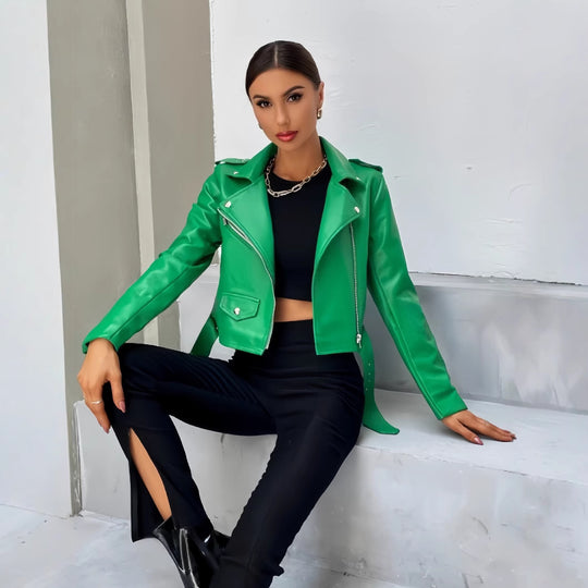 Damen cropped Bikerjacke R&B