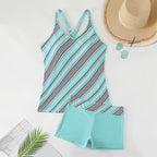 Damen Sportliches Badeanzug-Set mit Kreuzträgern und dynamischem Design R&B
