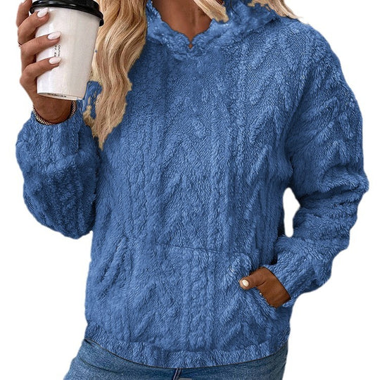 Damen Flauschiger Hoodie mit Kängurutasche R&B