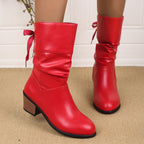 Damen Stiefeletten mit modischem Falten-Design und verstellbarem Riemen R&B