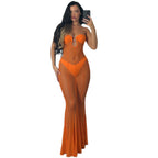 Damen Transparente Maxikleid mit verspieltem Schleifendesign R&B