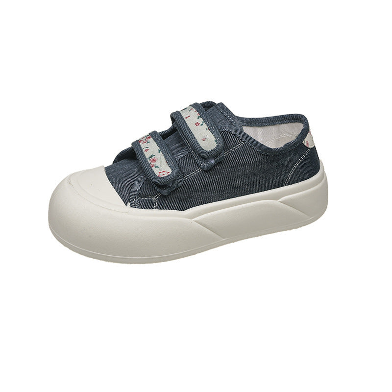 Damen Sneakers mit doppeltem Klettverschluss und floralen Details