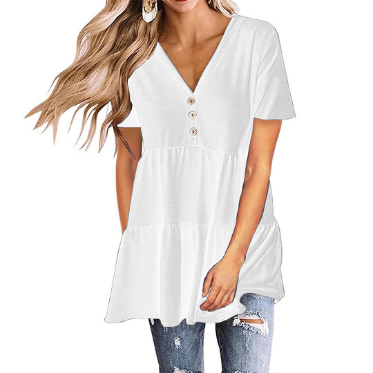 Damen Tunika mit Rüschensaum und Knopfdetails R&B