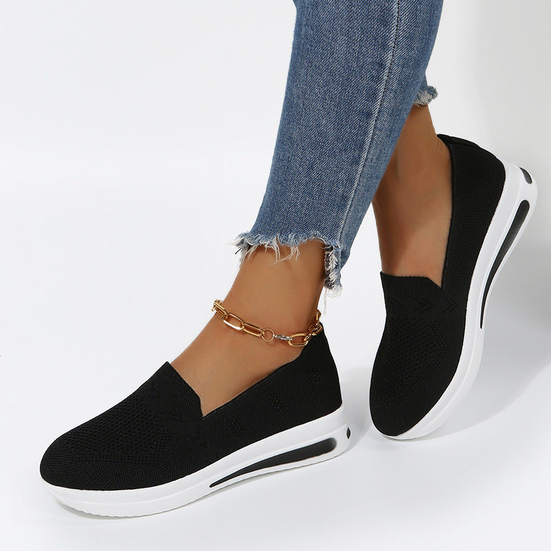 Damen atmungsaktive Slip-On Sneakers mit flexiblem Strick-Obermaterial R&B