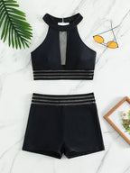 Damen Sportlicher Badeanzug mit Netzdetails R&B