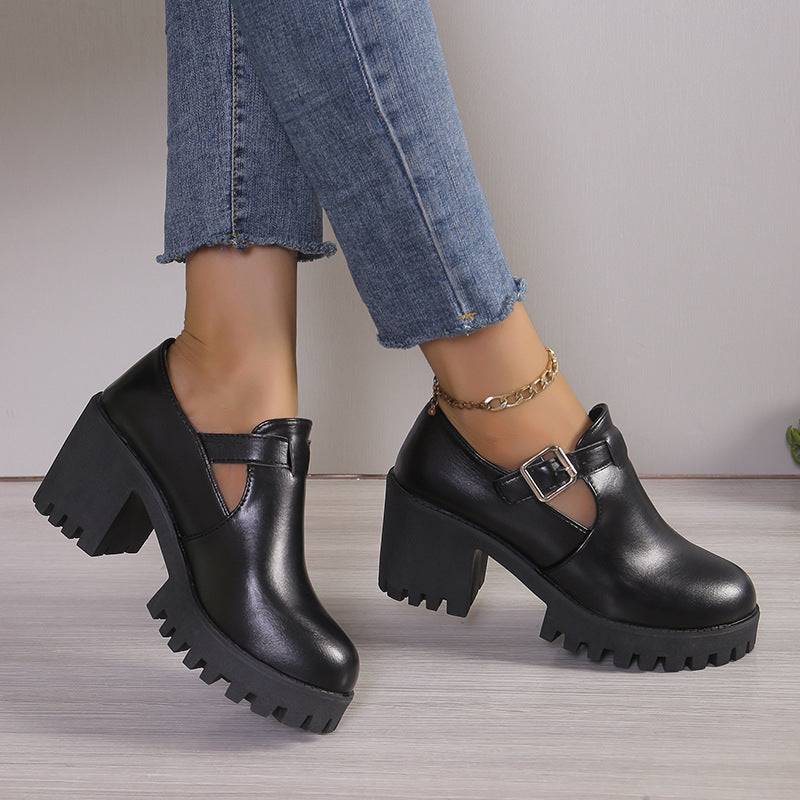 Damen Chunky Heels mit trendiger Schnalle und rutschfester Sohle R&B