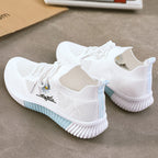 Damen atmungsaktive Freizeitsneaker mit strickartiger Oberflächenstruktur und stabiler Sohle R&B