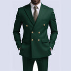 Herren nan doppelreihiger Slim-Fit Anzug mit goldenen Zierknöpfen und schmaler Businesshose R&B
