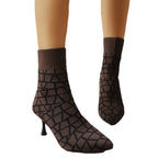 Damen Stiefelimitierte Sockenschuhe mit elegantem Absatz R&B