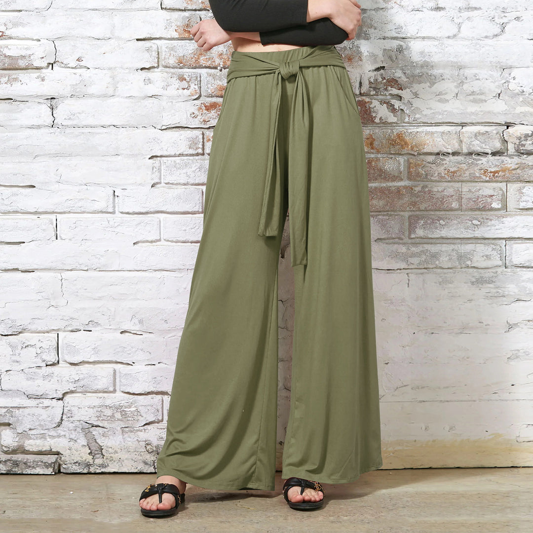 Damen weite Sommerhose mit bindendem Taillengürtel R&B