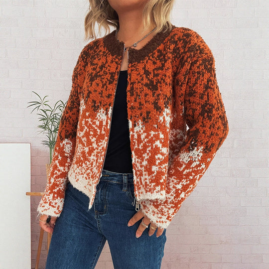 Damen Grob gestrickte Jacke im modernen Farbverlauf R&B