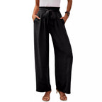 Damen weite Palazzo-Hose mit elastischem Bund und Bindegürtel R&B