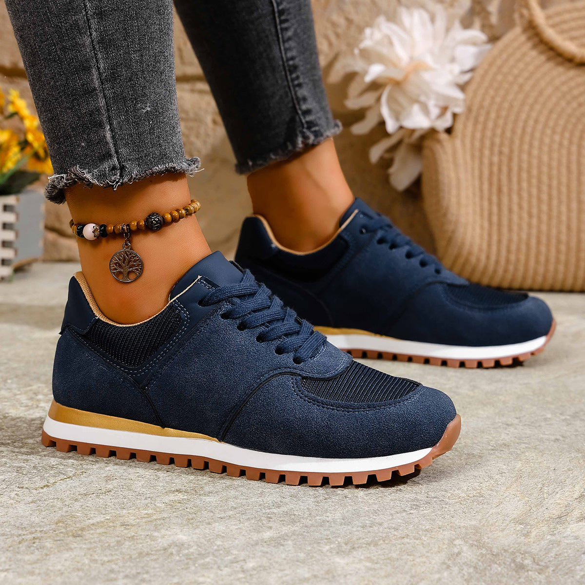 Damen Sportliche Freizeitsneaker mit atmungsaktivem Obermaterial und rutschfester Sohle R&B