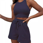 Damen hochwertiges Sport-Set mit Racerback-Top und Shorts R&B