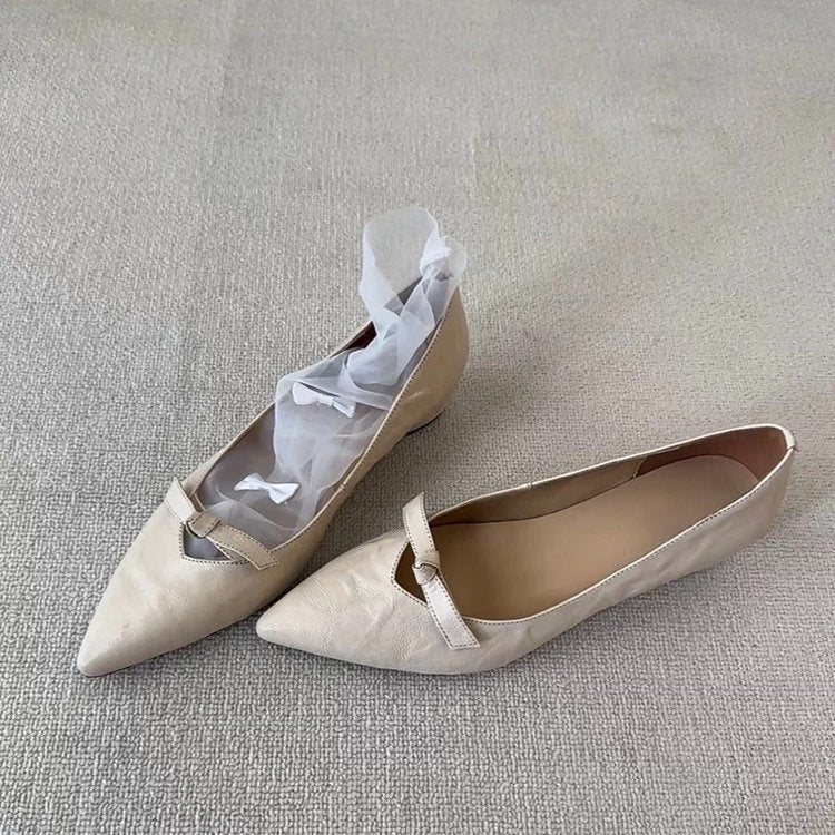 Damen elegante Ballerinas mit klassischem Schleifenakzent R&B