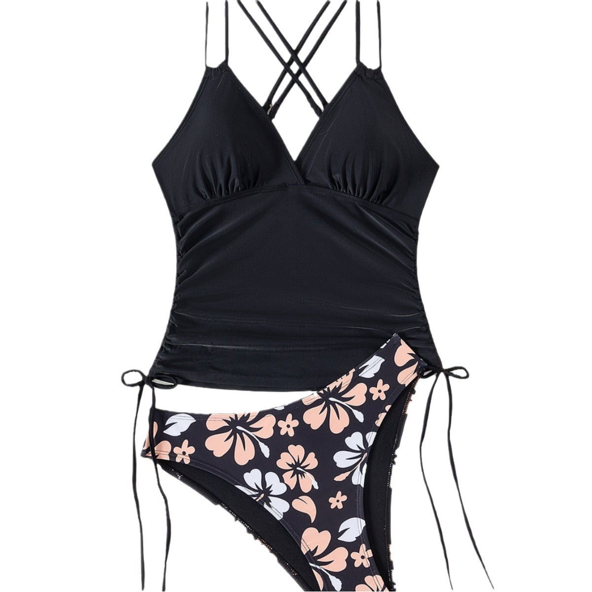 Damen Tankini-Oberteil mit verstellbaren Trägern und seitlichen Raffungselementen R&B
