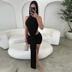 Damen Raffiniertes Minikleid mit eleganter Schlitz- und Wickeldesign R&B