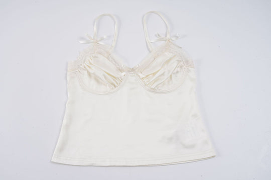 Damen Satin-Camisole mit Spitze und verspielten Schleifen R&B