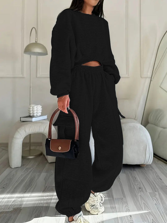 Damen lässiges Set mit Oversized Pullover und weiter Hose R&B