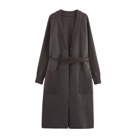 Damen Strickmantel mit eleganter Taillierung und praktischen Taschen R&B