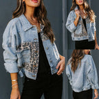 Damen Jeansjacke mit Leo-Print