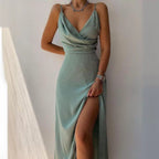 Damen Elegantes Maxikleid mit schickem Wickelausschnitt und verführerischem Schlitz R&B