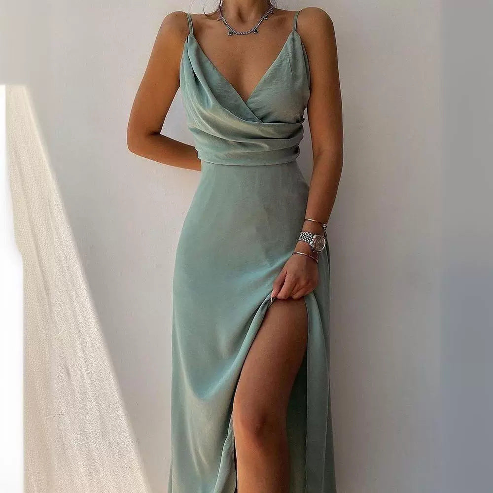 Damen Elegantes Maxikleid mit schickem Wickelausschnitt und verführerischem Schlitz R&B