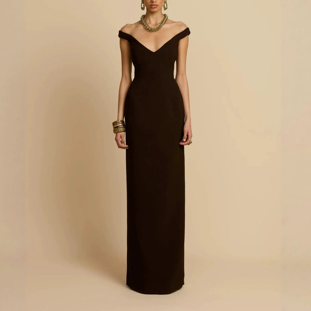Damen Schlichtes Off-Shoulder-Maxikleid R&B