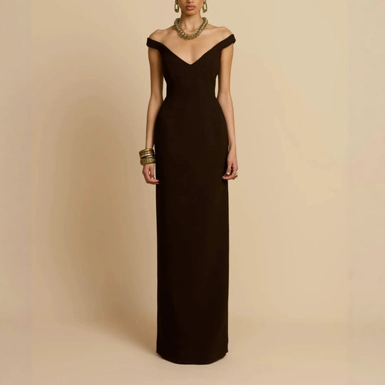 Damen Schlichtes Off-Shoulder-Maxikleid R&B