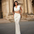 Damen Elegantes Jumpsuit-Set mit Drapierung und schmalem Bein R&B