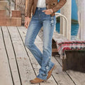 R&B | Mittel Taille Flamingo Bestickte Jeans