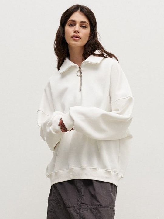 Damen modischer Pullover mit Reißverschluss und hohem Kragen R&B
