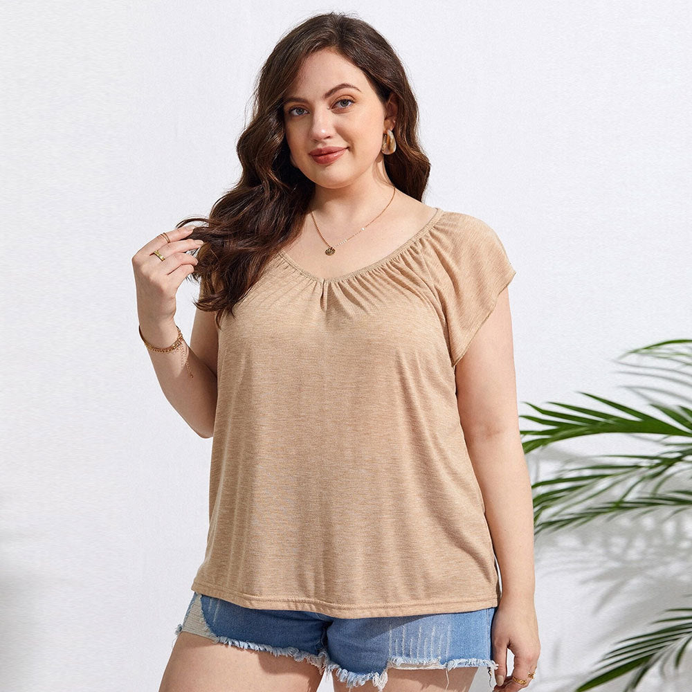 Damen lässiges Viskose-Oberteil mit lässigem Schnitt und elegantem V-Ausschnitt R&B